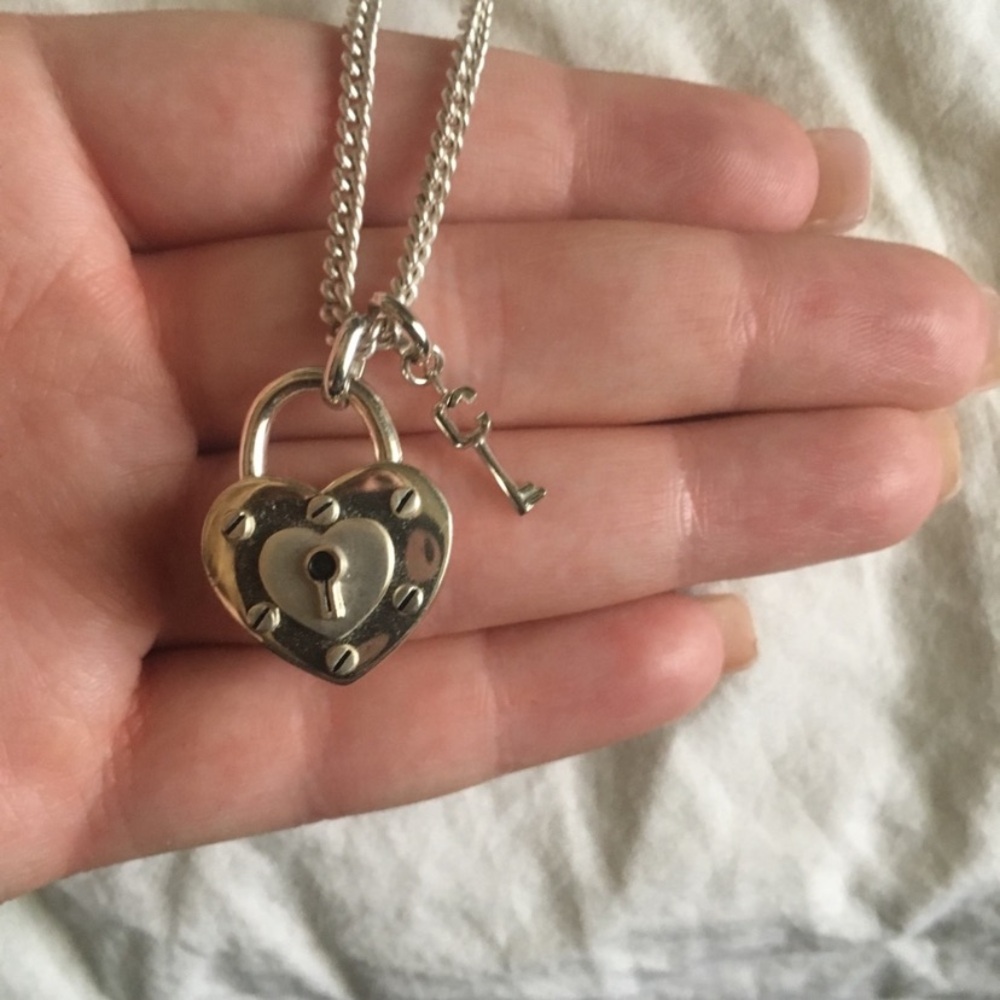 Coach Silver Heart Lock Necklace - Picture 2 of 5
